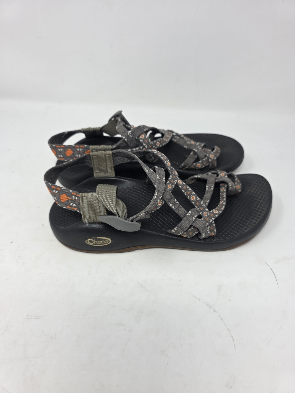 Chaco ZX2 Classic Strappy Toe Loop Sandals Grey Orange Geo Print Womens Size 7